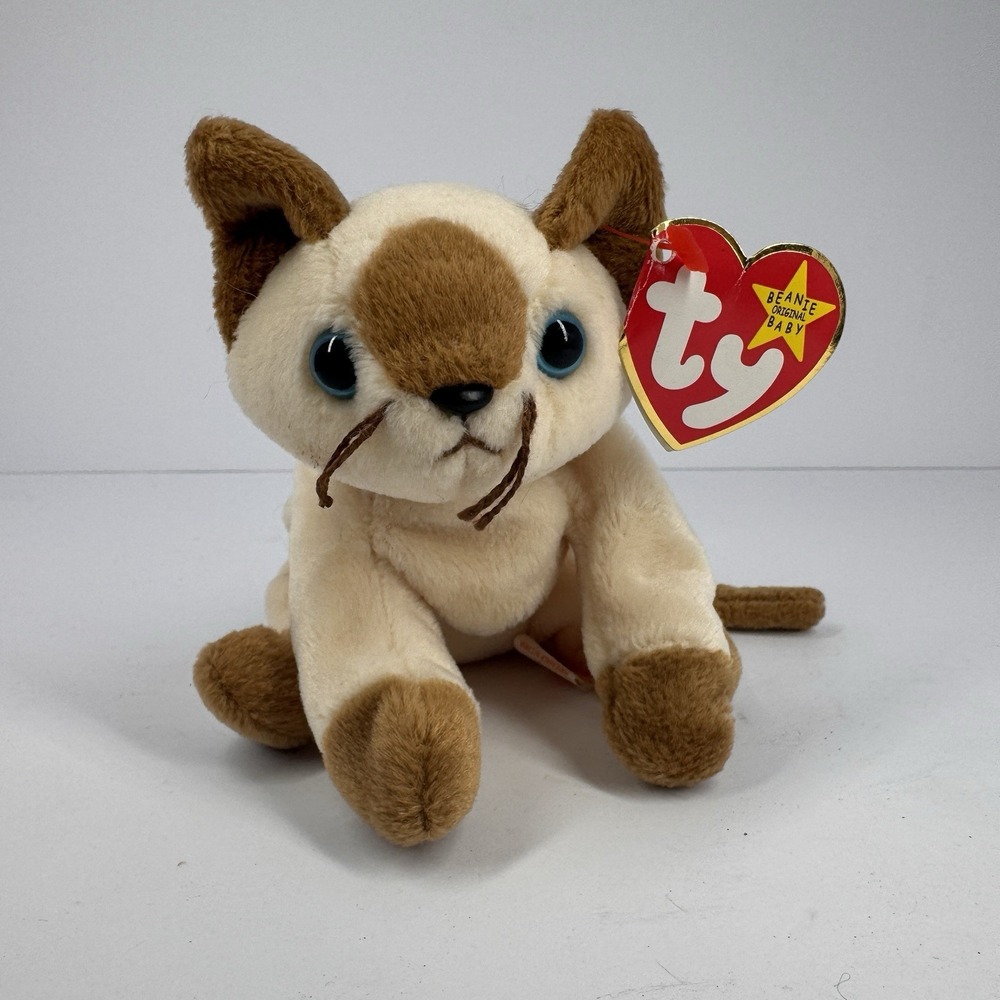 Ty Beanie Babies Snip the Cat 1996 PE‎ Pellets Cream Brown Plush Original